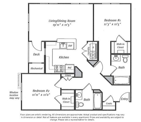 A floorplan of an apartment home